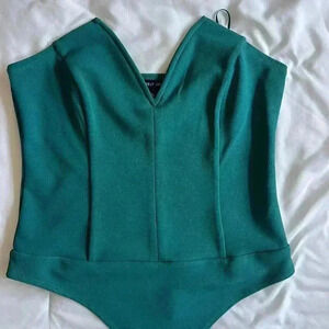 Sincerely Jules Green V-Neck Boned Bustier Style Body Suit Size Medium